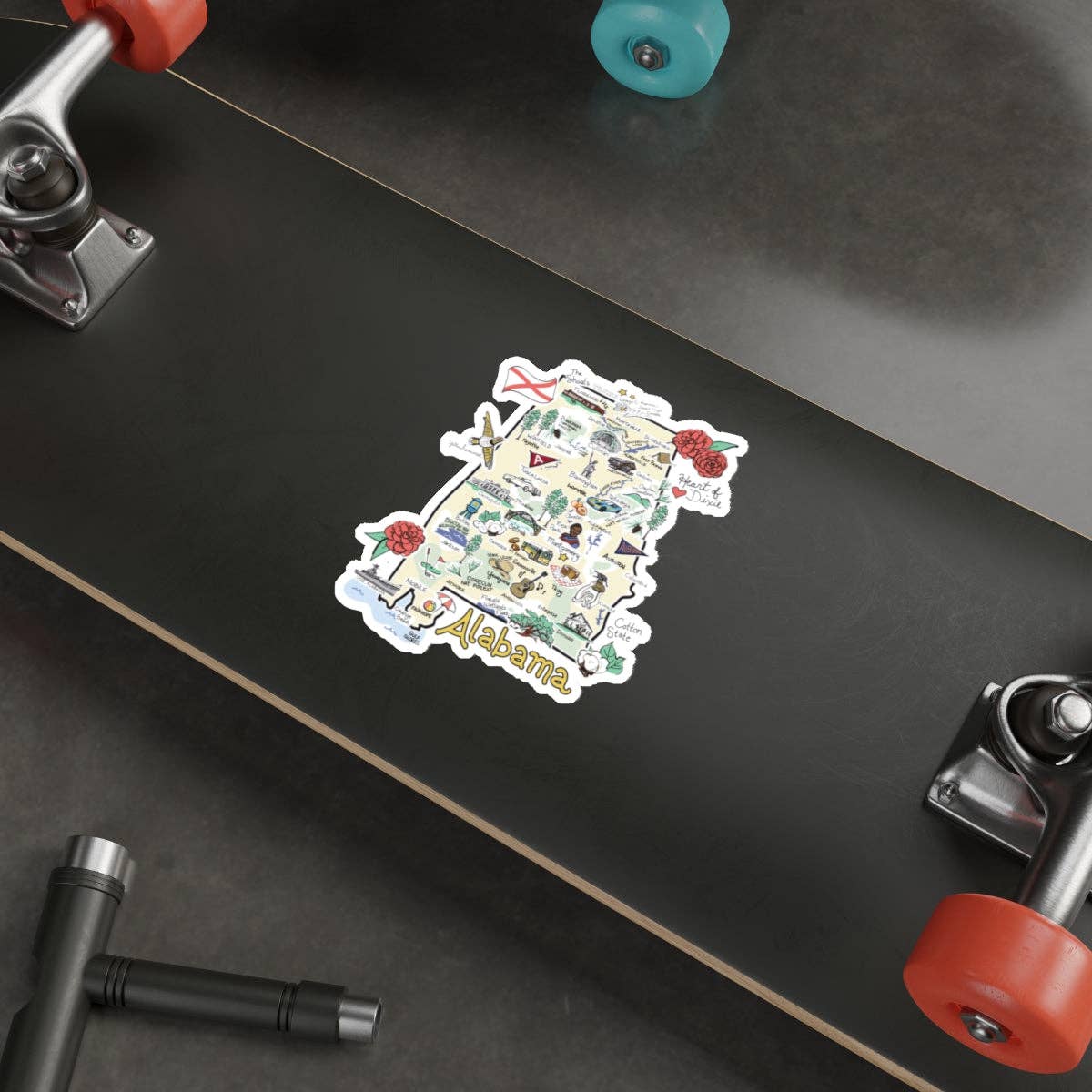 Alaska State, Cities & Icons Map Sticker 5"