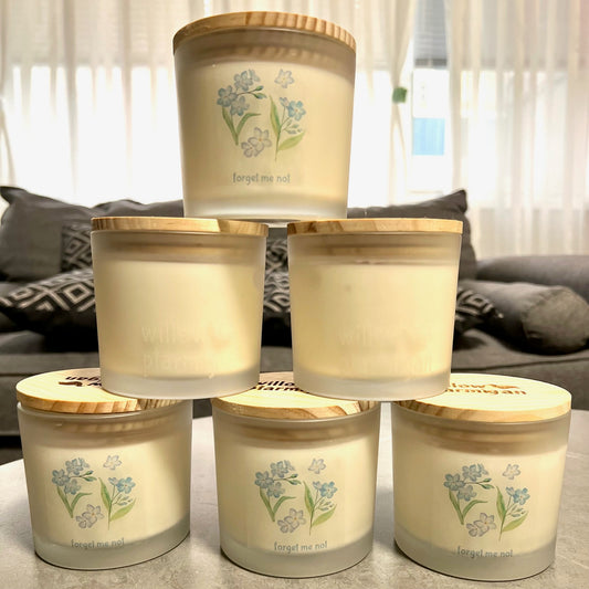 Forget-Me-Not Wood Wick Candle, 12oz Glass Jar