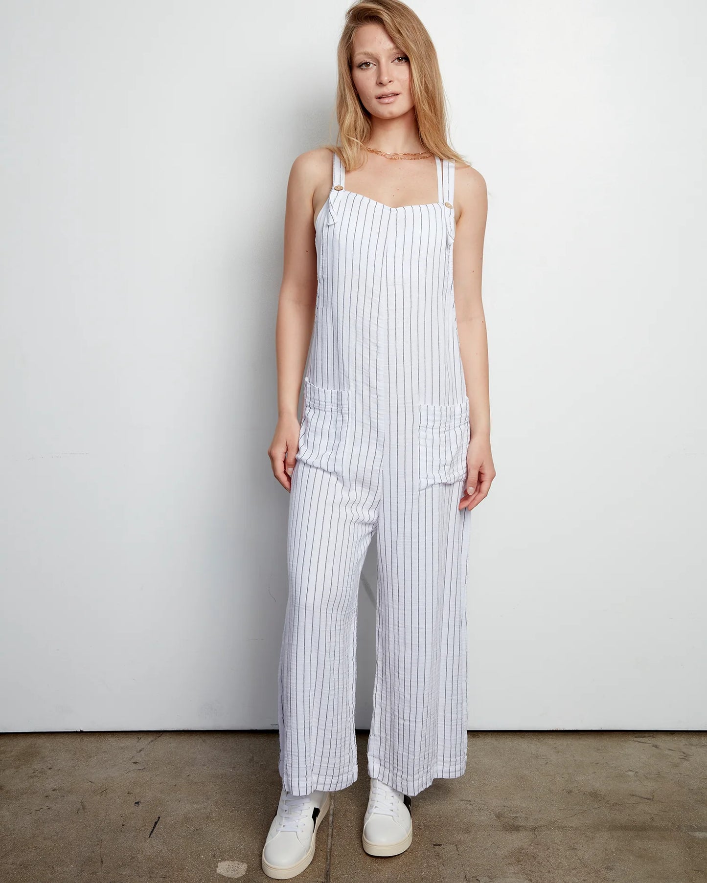 Kerry Stripe Linen Crop Overall