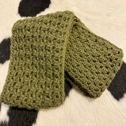 Hand Knit Avocado Green Scarf