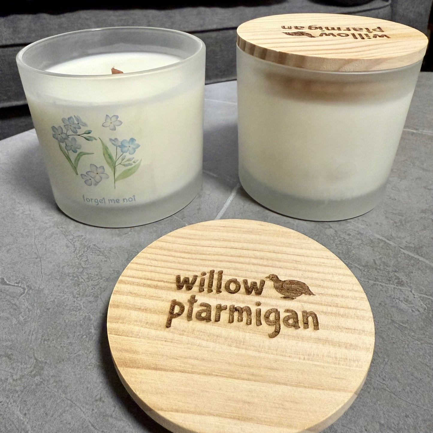 Forget-Me-Not Wood Wick Candle, 12oz Glass Jar