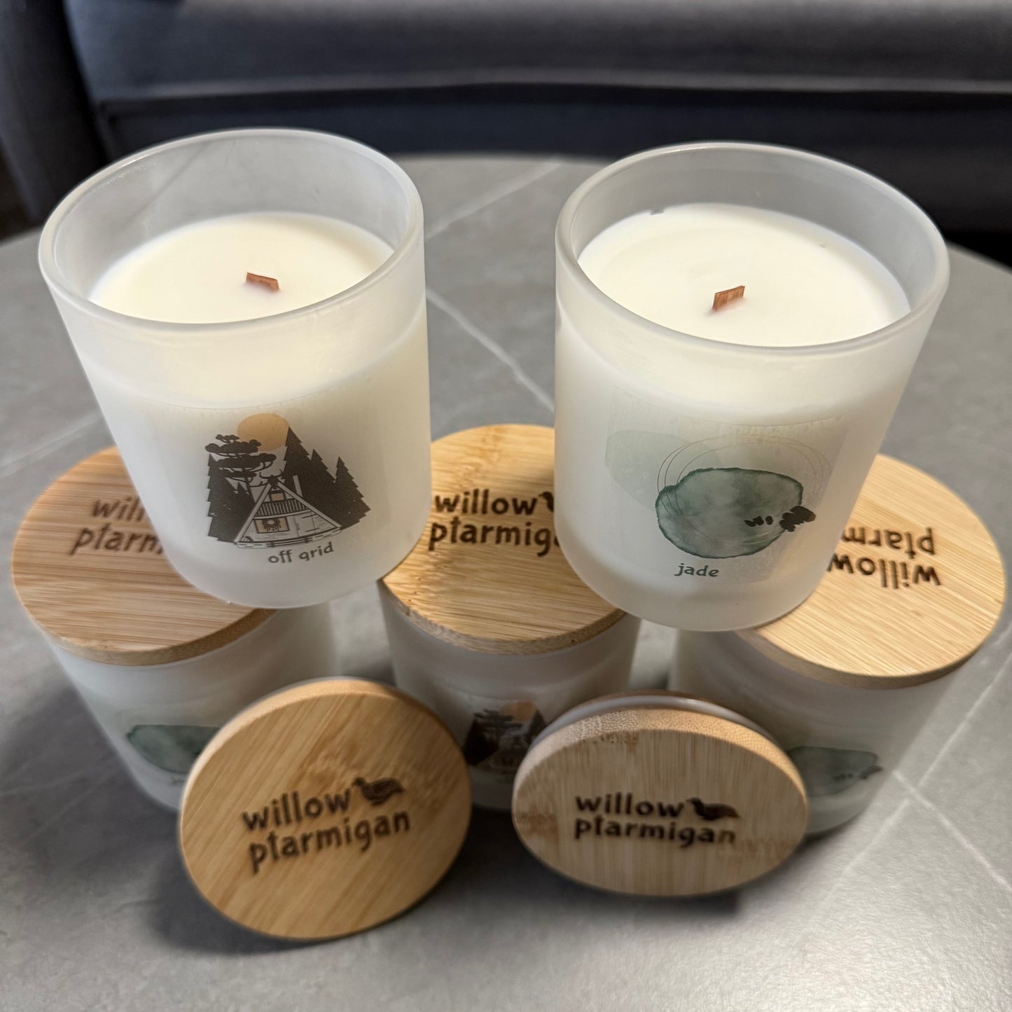 Jade Wood Wick Candle, 10oz Frosted Glass Jar