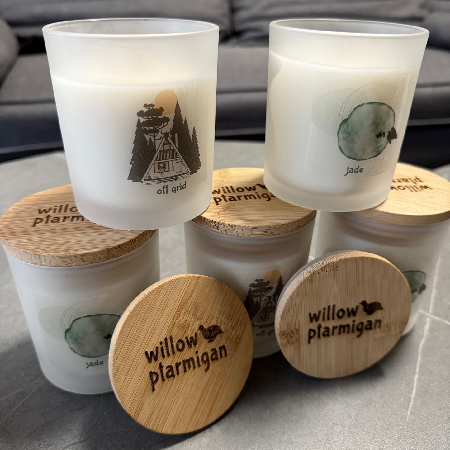 Off Grid Wood Wick Candle, 10oz Frosted Glass Jar