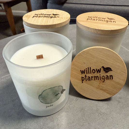 Jade Wood Wick Candle, 10oz Frosted Glass Jar