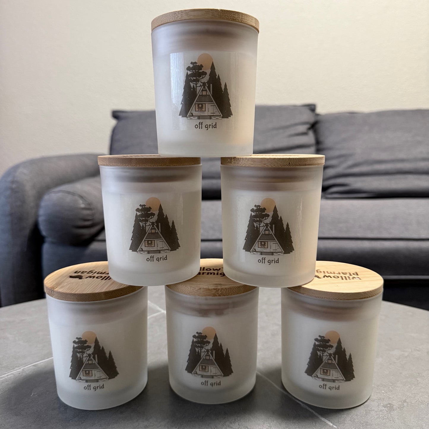 Off Grid Wood Wick Candle, 10oz Frosted Glass Jar