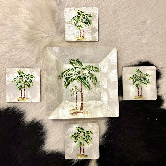 5pcs Capiz Shell 1pc Plate + 4pc Coasters by Kultura Philippines