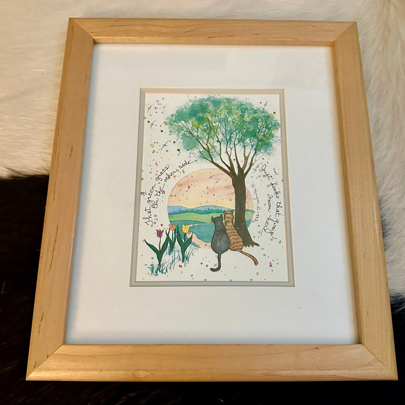 That Grass Is Greener... by D.Morgan Cat Art, 1992