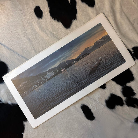 Ships at Port Waterscape Lithograph Art Print 19"x38" LE S/N