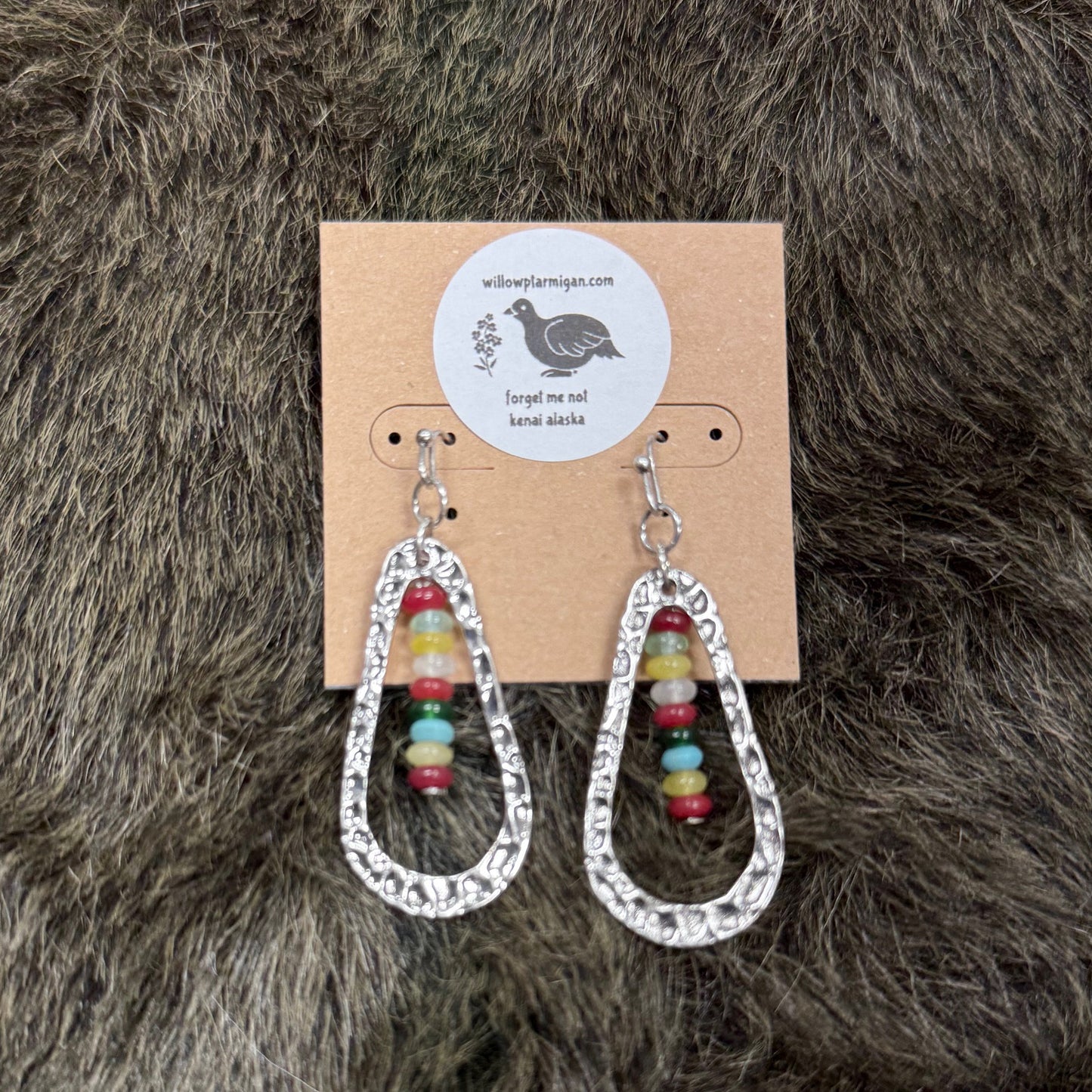 Sadie Silver Hammered Teardrop Metal & Beads Earrings