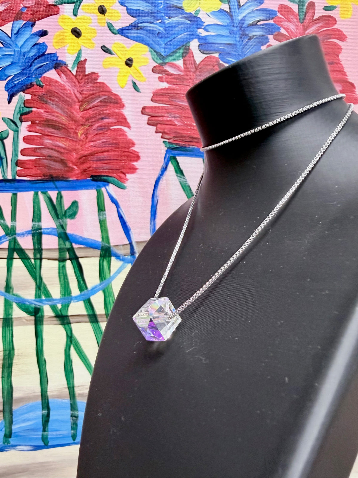 Crystal Cube Prism Necklace