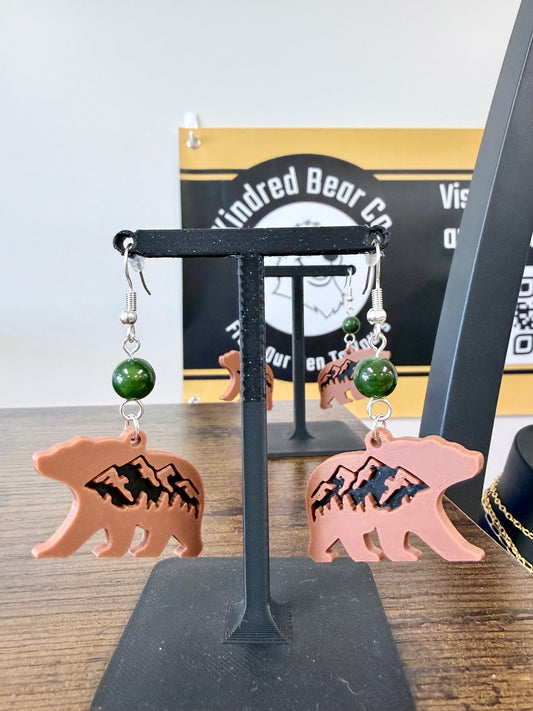 Bear Mountain Stone & Bead Earrings, 2 Colors