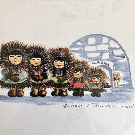 "A Family Portrait" Native Alaskan Family Watercolor 5x7 Art Print