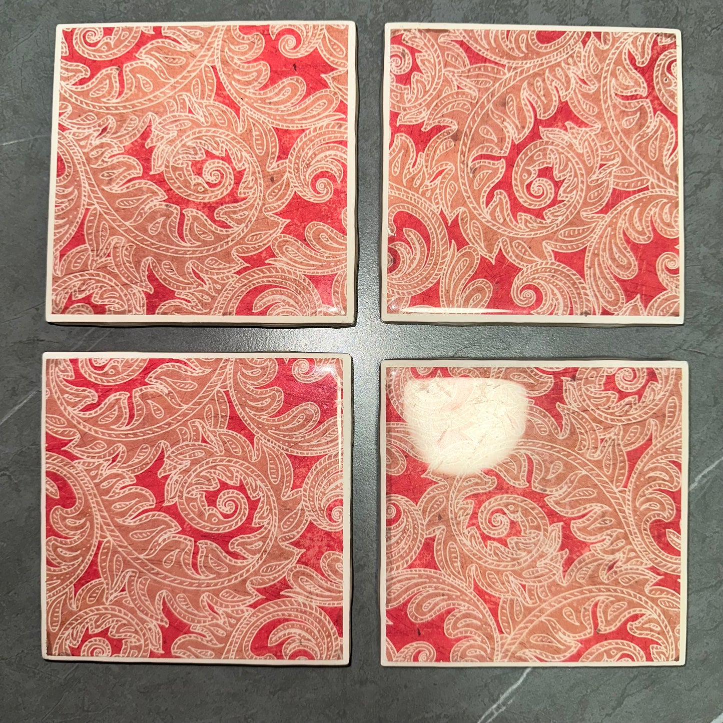 4pcs Paisley Vintage Ceramic Tile Coaster Set