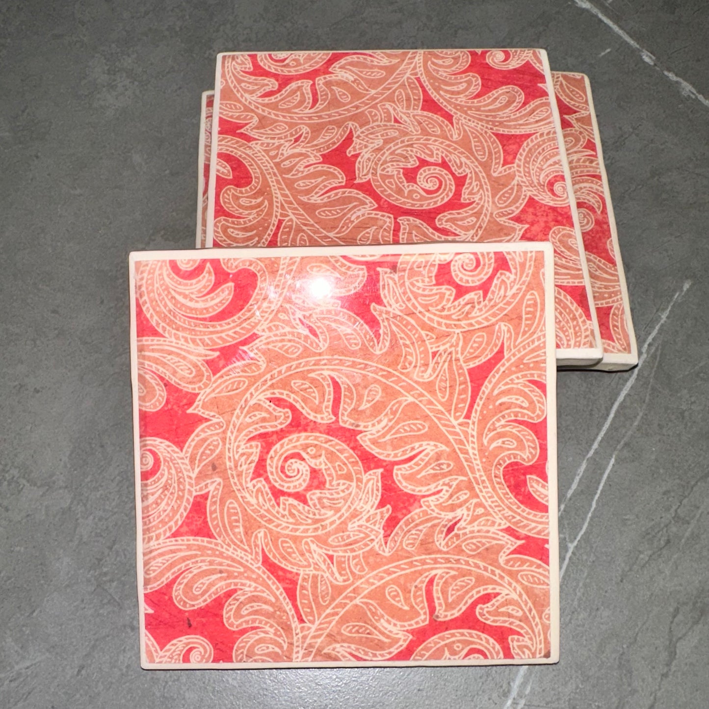 4pcs Paisley Vintage Ceramic Tile Coaster Set