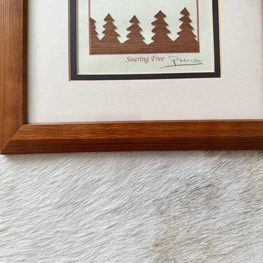 "Soaring Free" Eagle Signed & Framed Alaska Wood Art