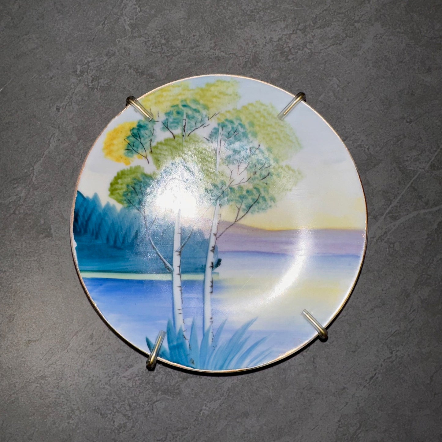By The River Hand Painted Porcelain Plates Set