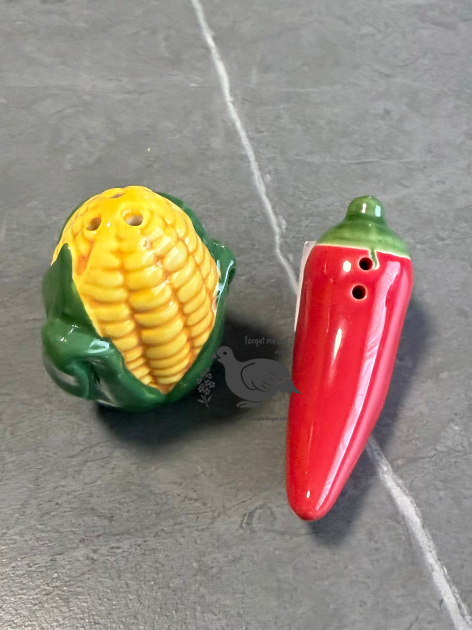 2pc Corn Cob & Red Chili Pepper Mini Salt & Pepper Shaker Set