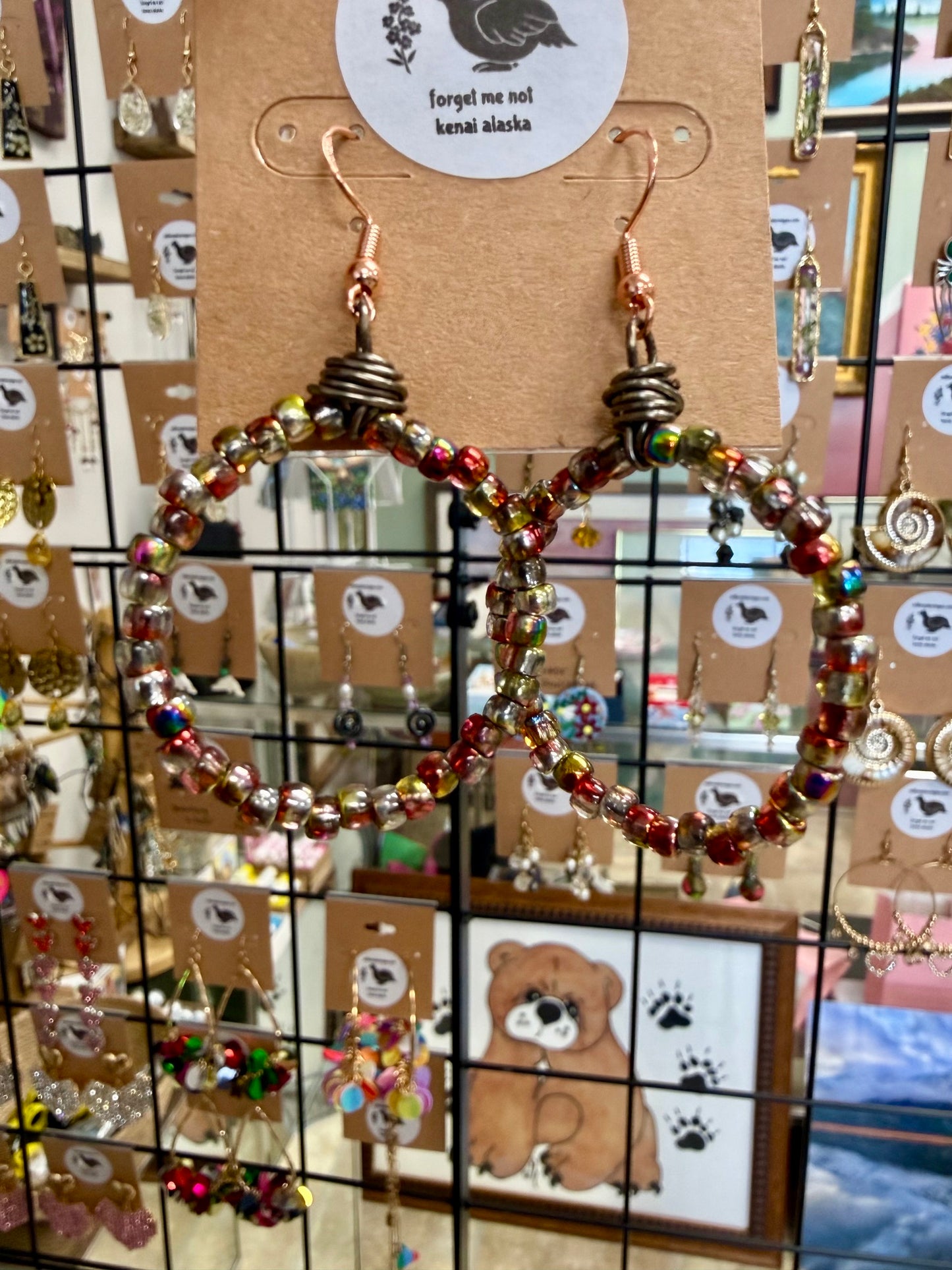 Hoop Wire Wrap Bead Earrings