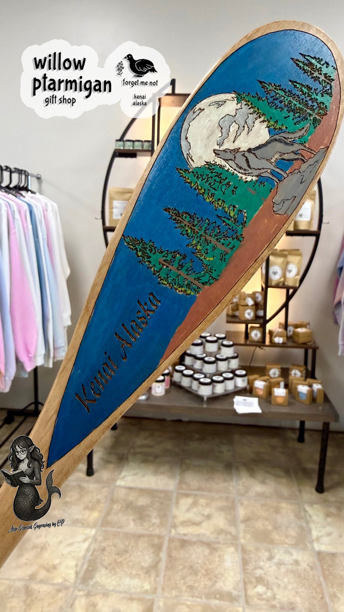 Kenai Alaska Oar Paddle Wood Decor, 4 Styles AEE