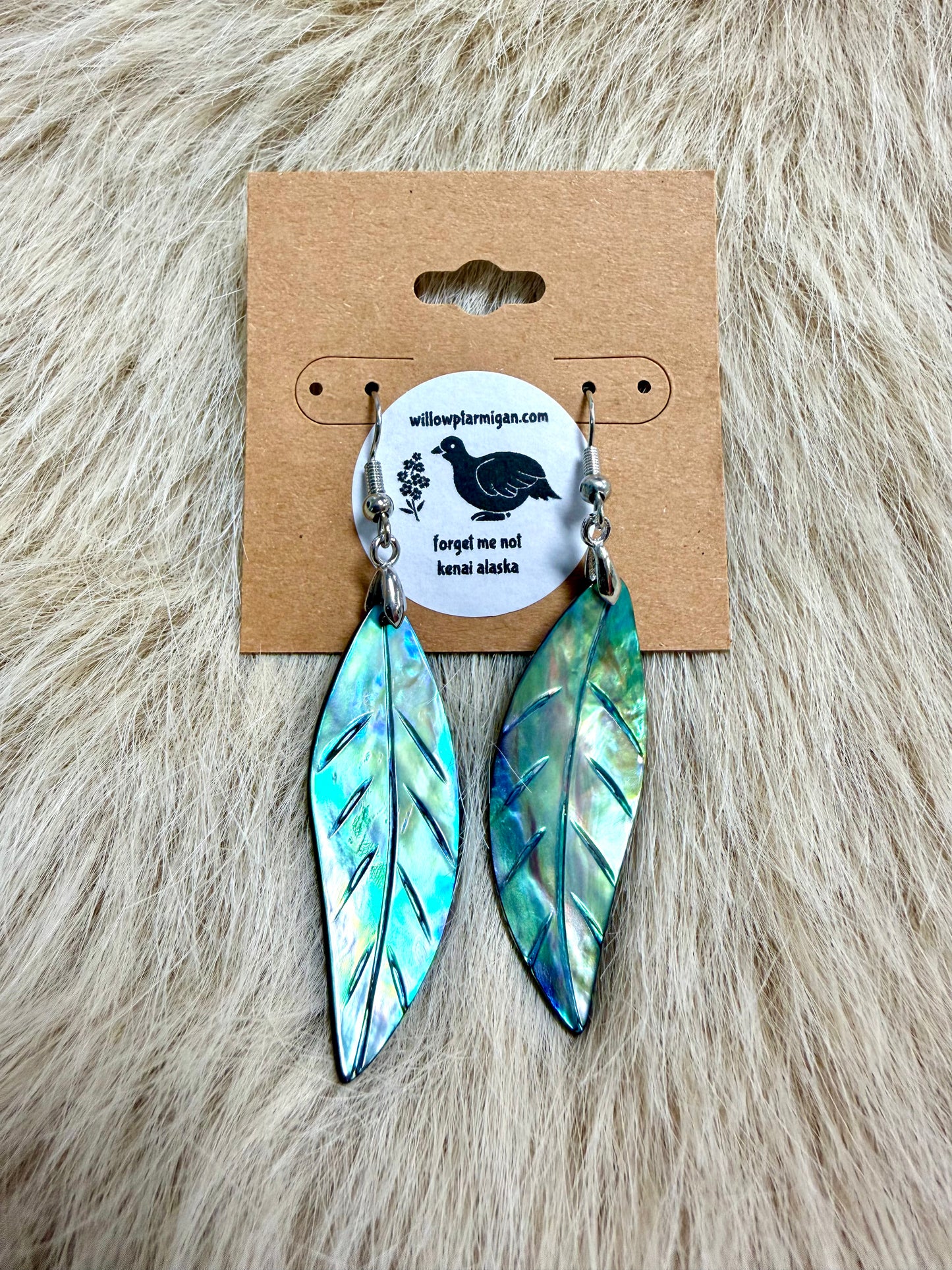 Leaf Shape Abalone Shell Dangle Earrings