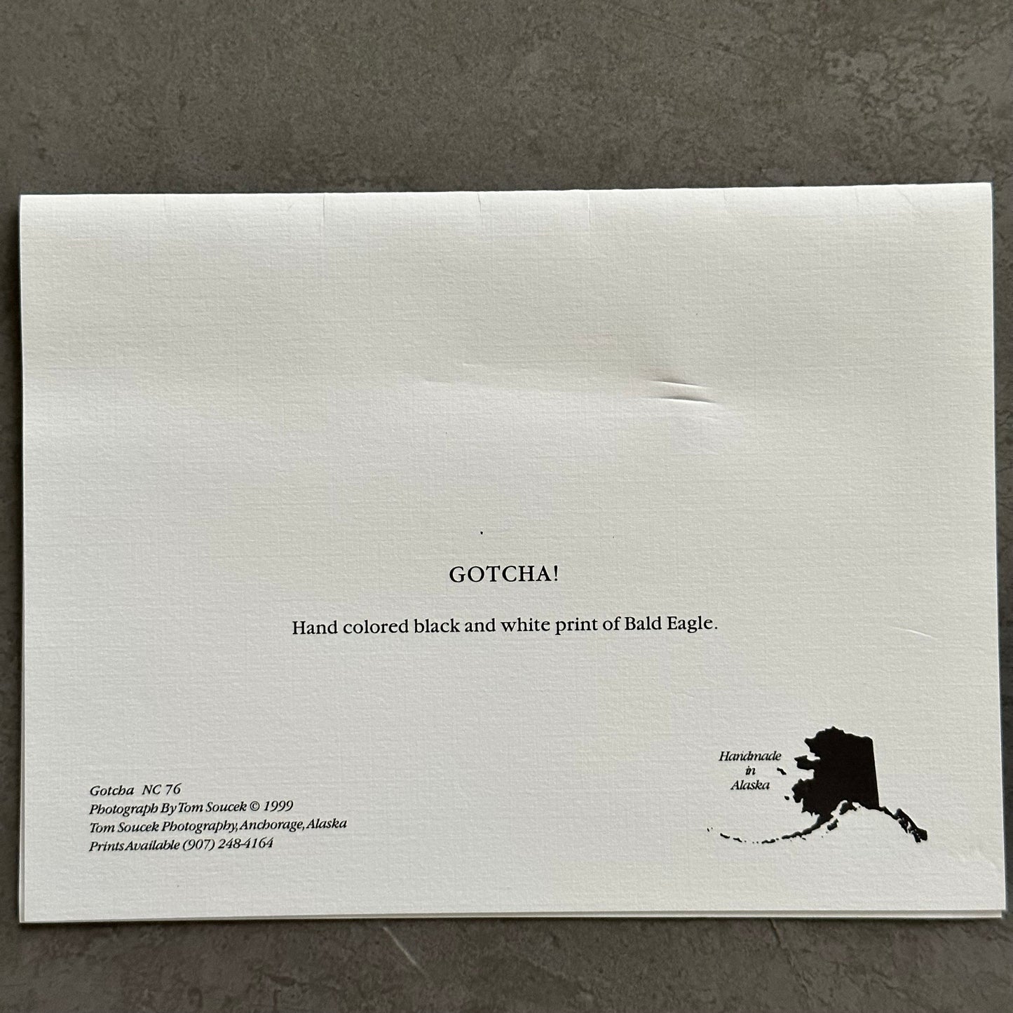 "Gotcha NC 76" Eagle Black & White Photo Card, 6.75"X5" Art Print