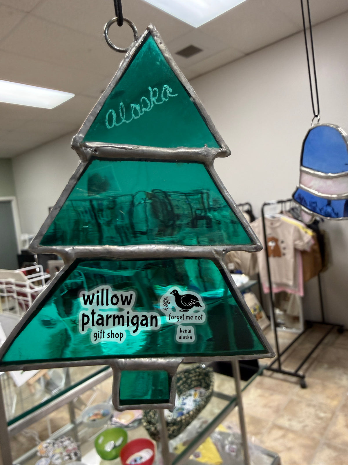 Alaska Pine Tree Stained Glass Art Suncatcher AKR