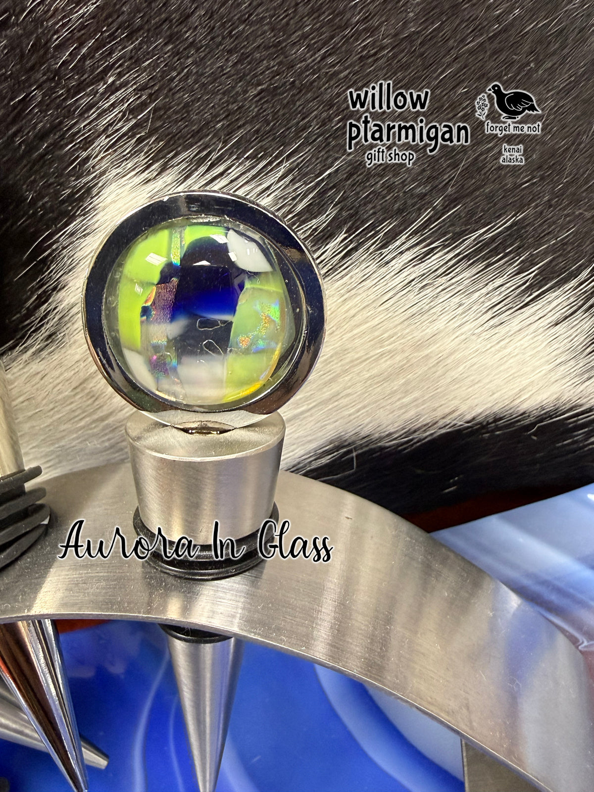Fused Glass Art Wine Bottle Topper-Stopper AIG