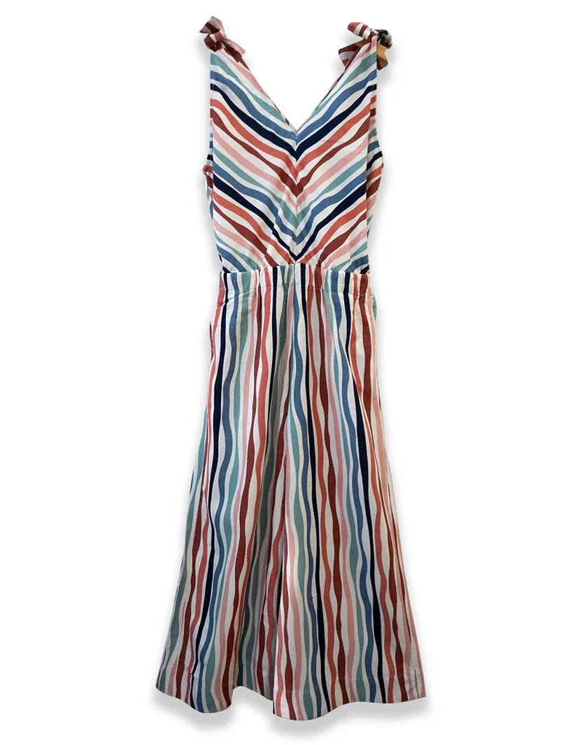 Drew Shoulder Tie Stripe Jumpsuit