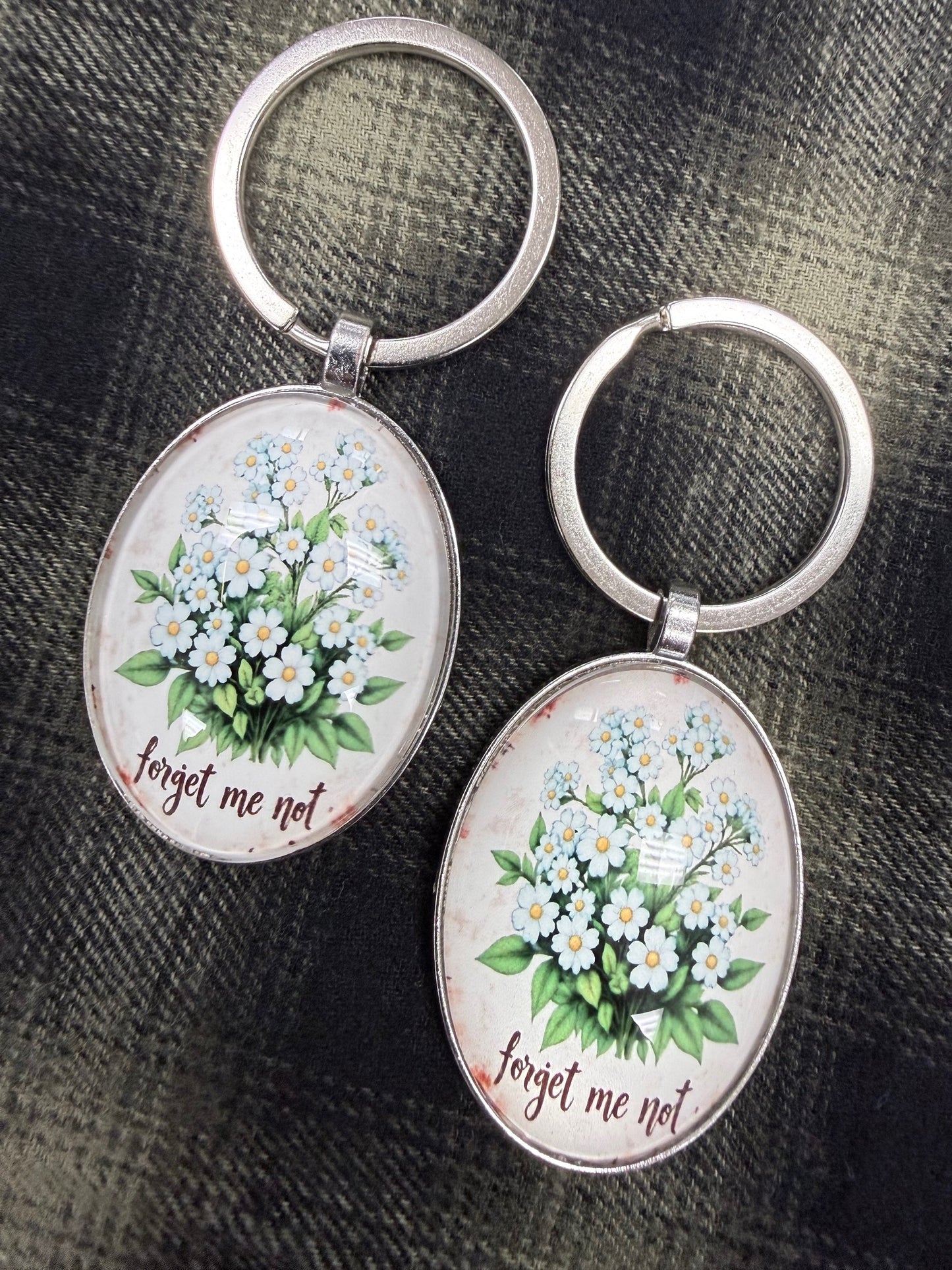 Forget Me Not 2.75" Metal Keychain