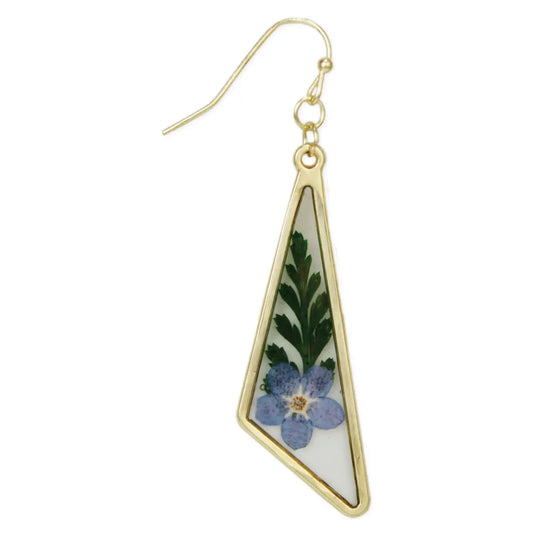 Forget Me Not Triangle Dried Flower Earrings