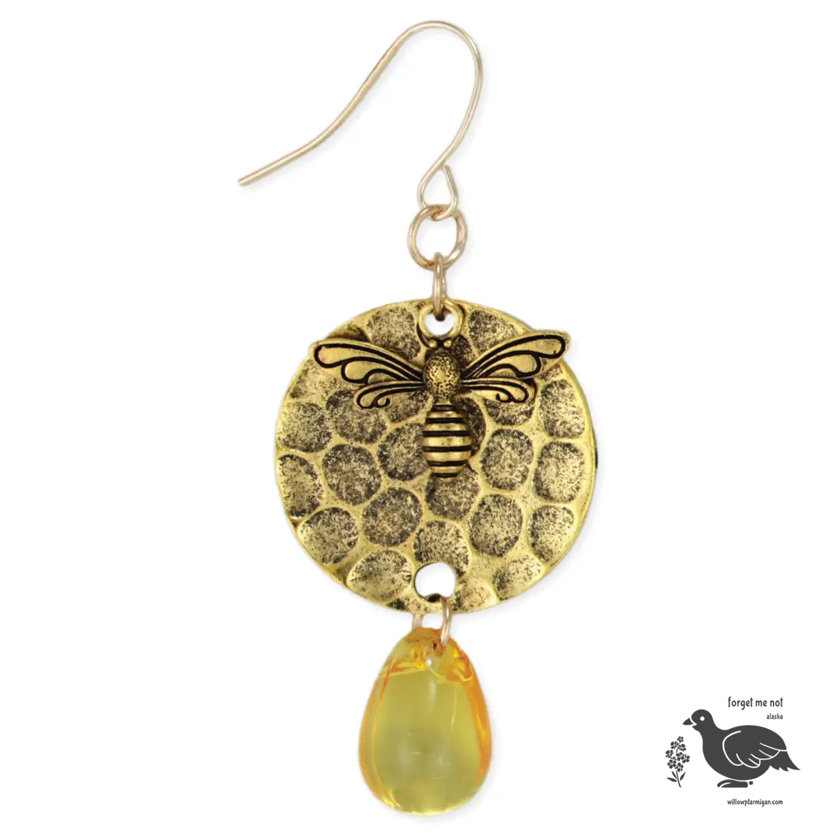 Honeycomb Drop Bee Dangle Earrings