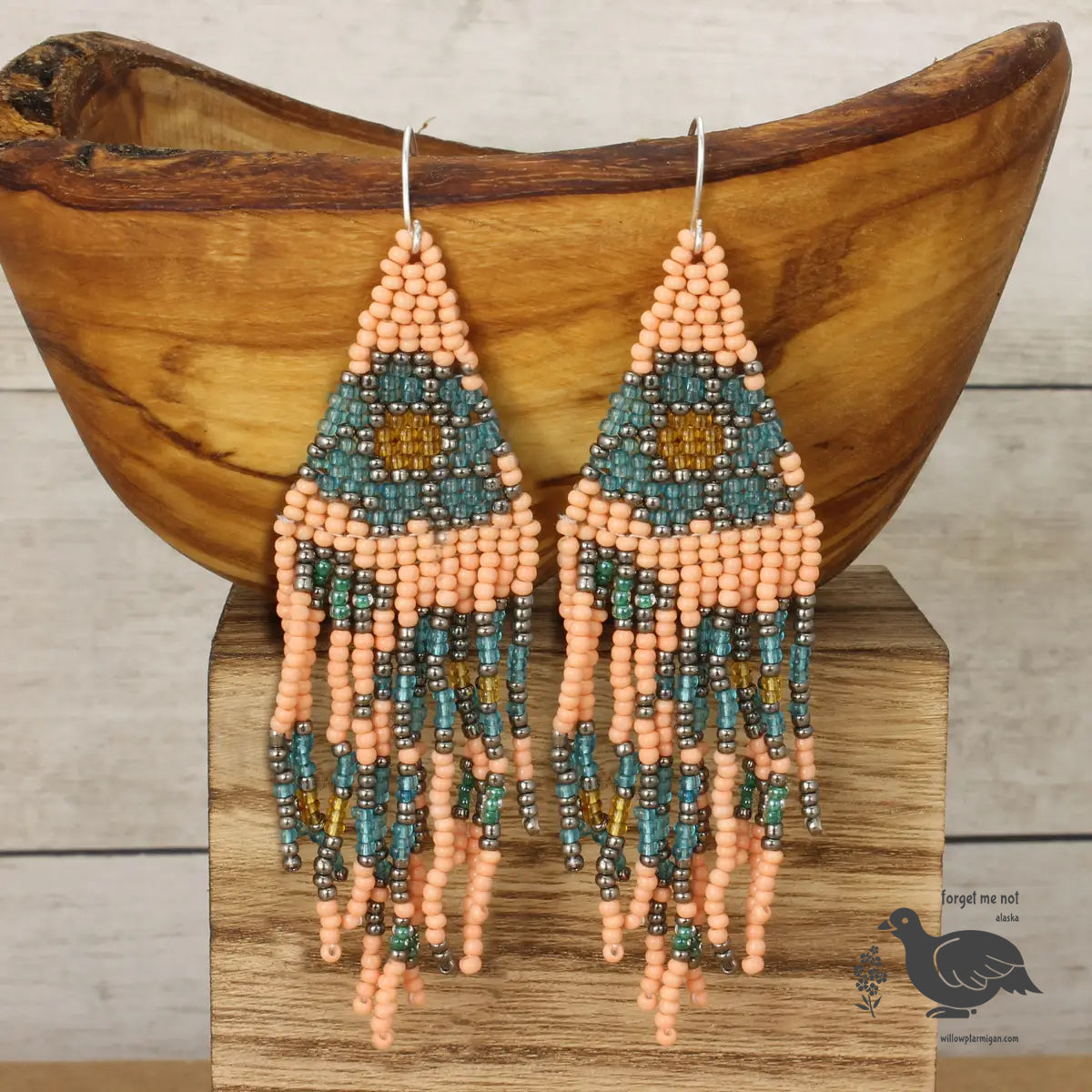 Kenai Glacier Blush Beaded Fringe Earrings