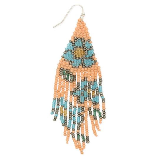 Kenai Glacier Blush Beaded Fringe Earrings