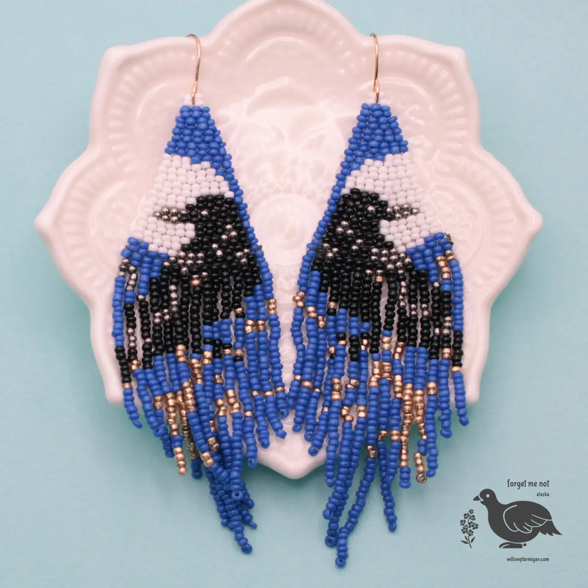 Rhiannon Mystic Raven Beaded Fringe Earrings