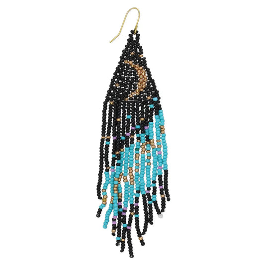 Selene Mystic Moon Goddess Beaded Fringe Earrings