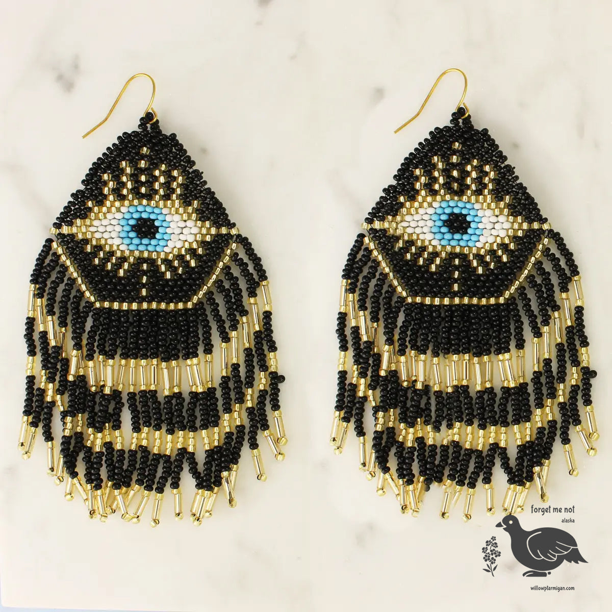 Taleen Evil Eye Protection Beaded Fringe Earrings