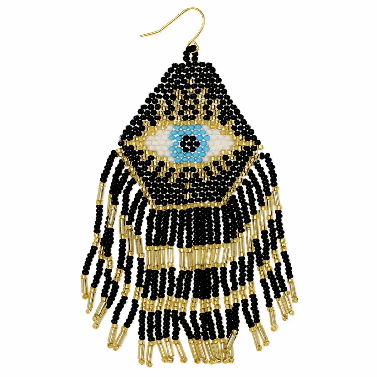 Taleen Evil Eye Protection Beaded Fringe Earrings