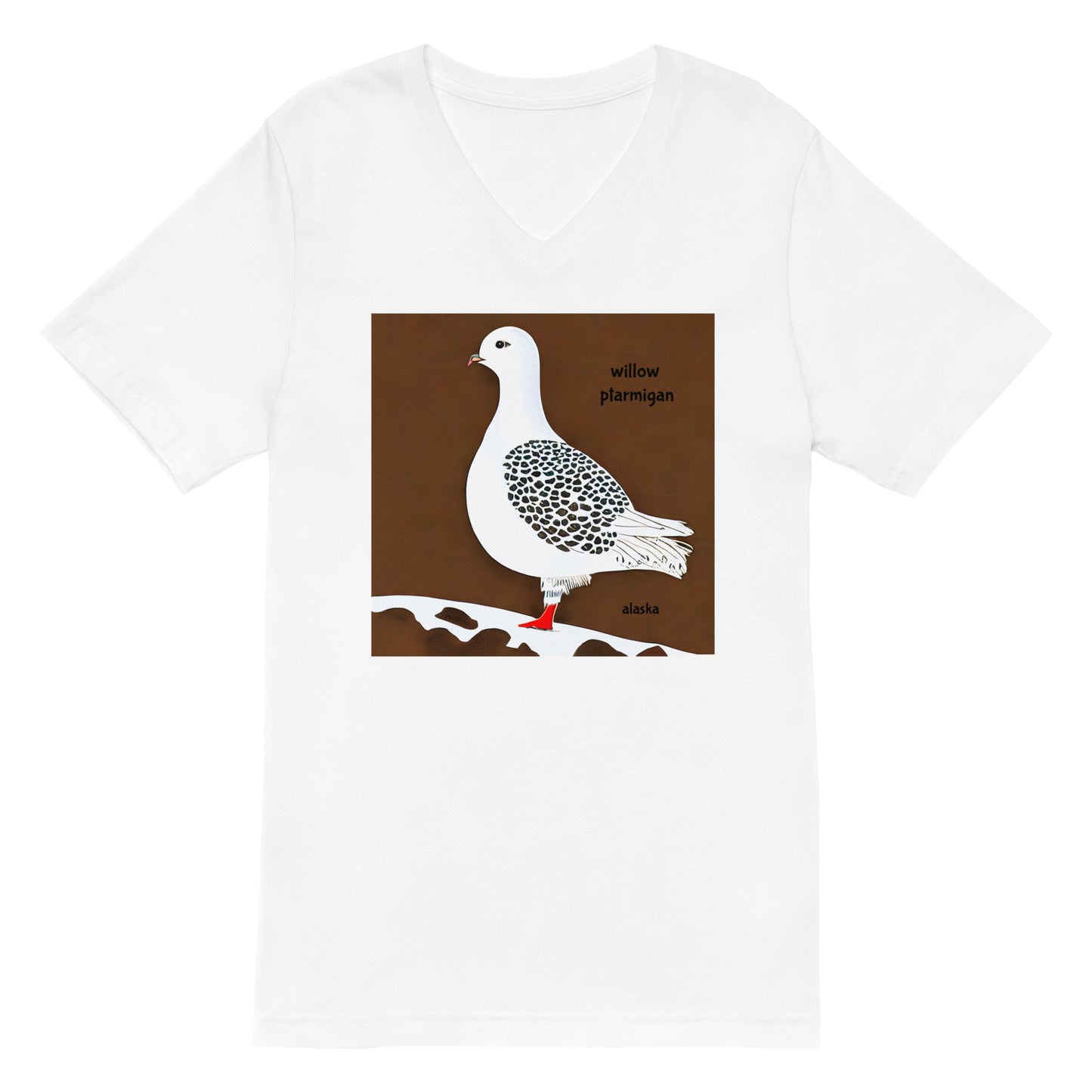 Willow Ptarmigan Alaska Unisex Short Sleeve V-Neck T-Shirt