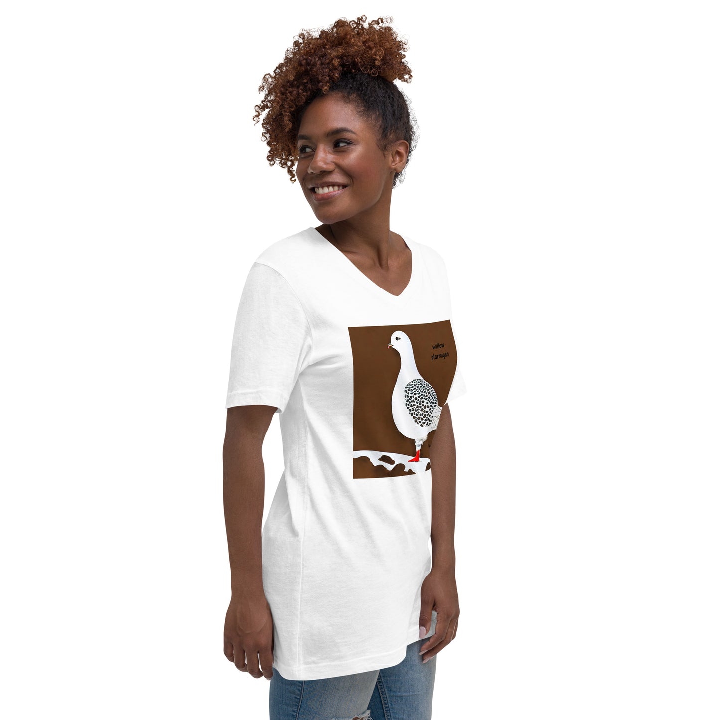 Willow Ptarmigan Alaska Unisex Short Sleeve V-Neck T-Shirt