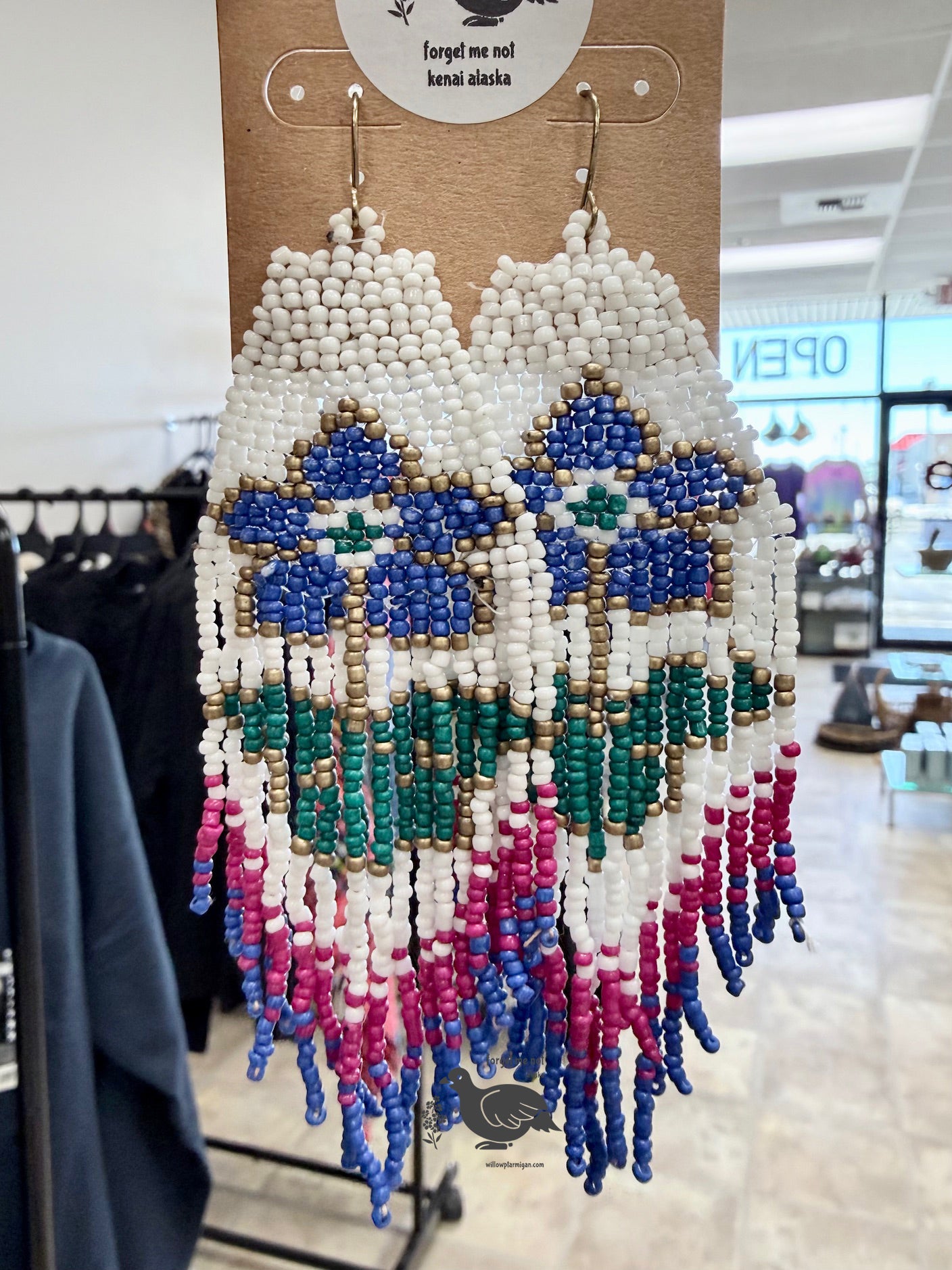 Alaska Blue Wildflower Bead Earrings