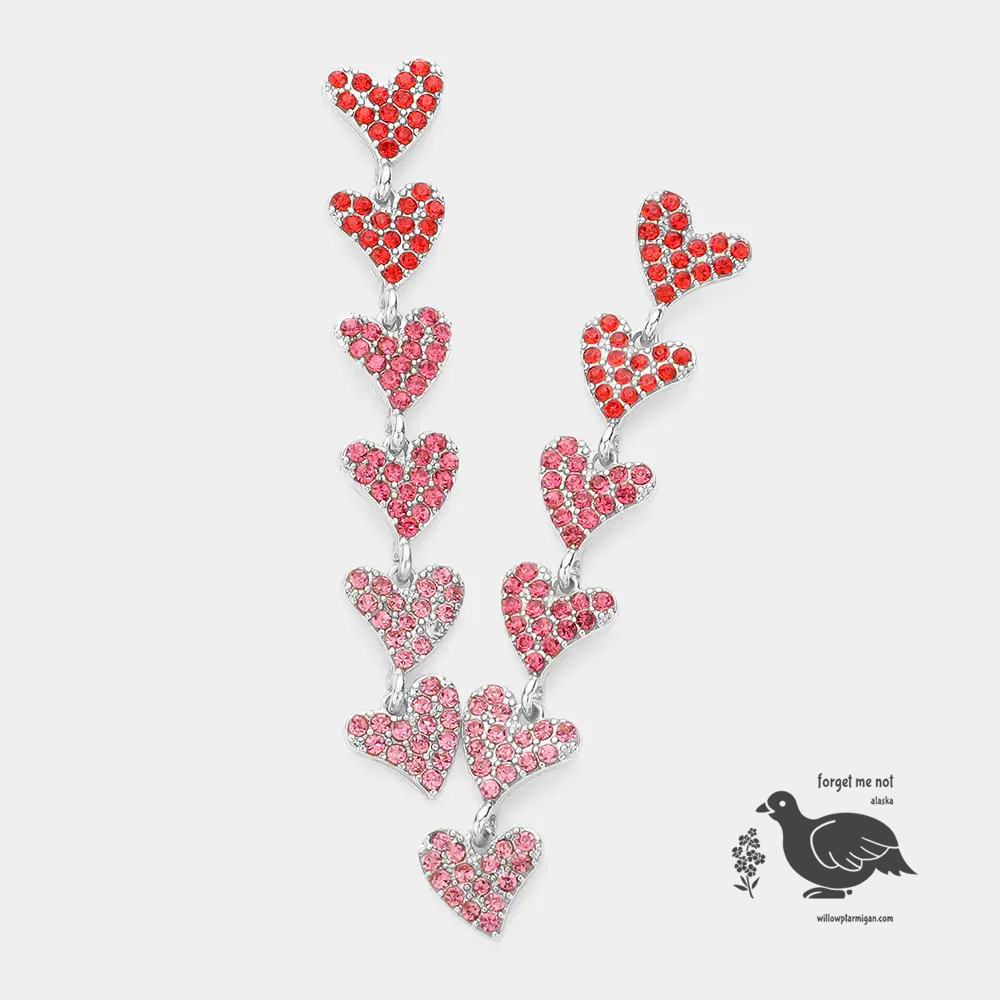 Esme Heart Drops Rhinestone Earrings