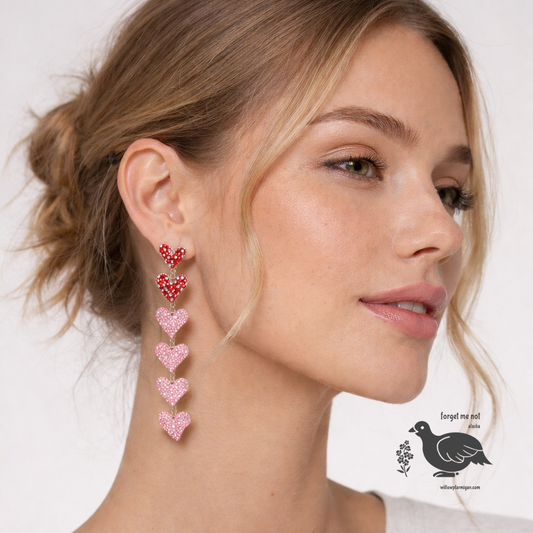 Esme Heart Drops Rhinestone Earrings