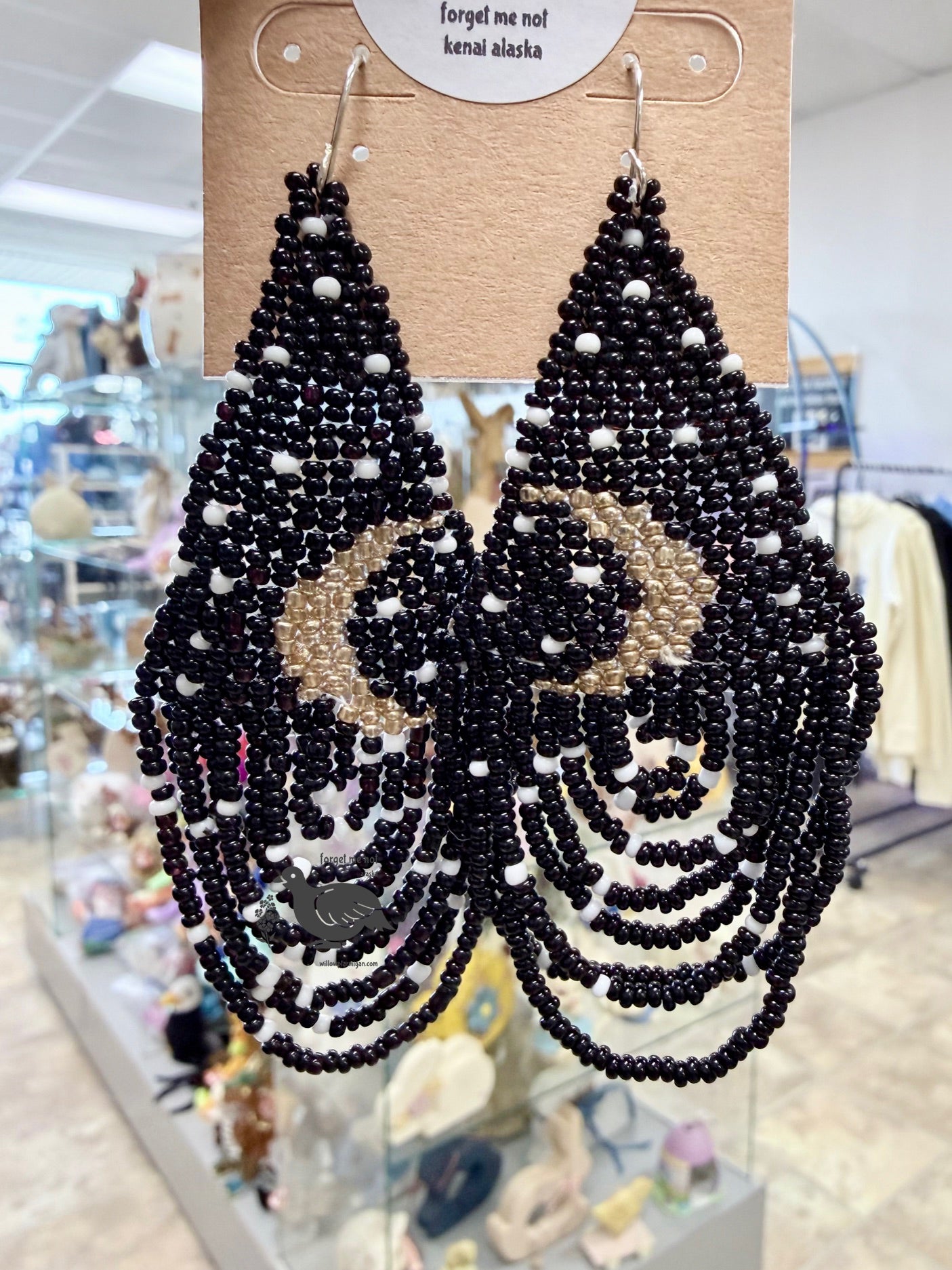 Alaska Starry Night Moon Drop Bead Earrings
