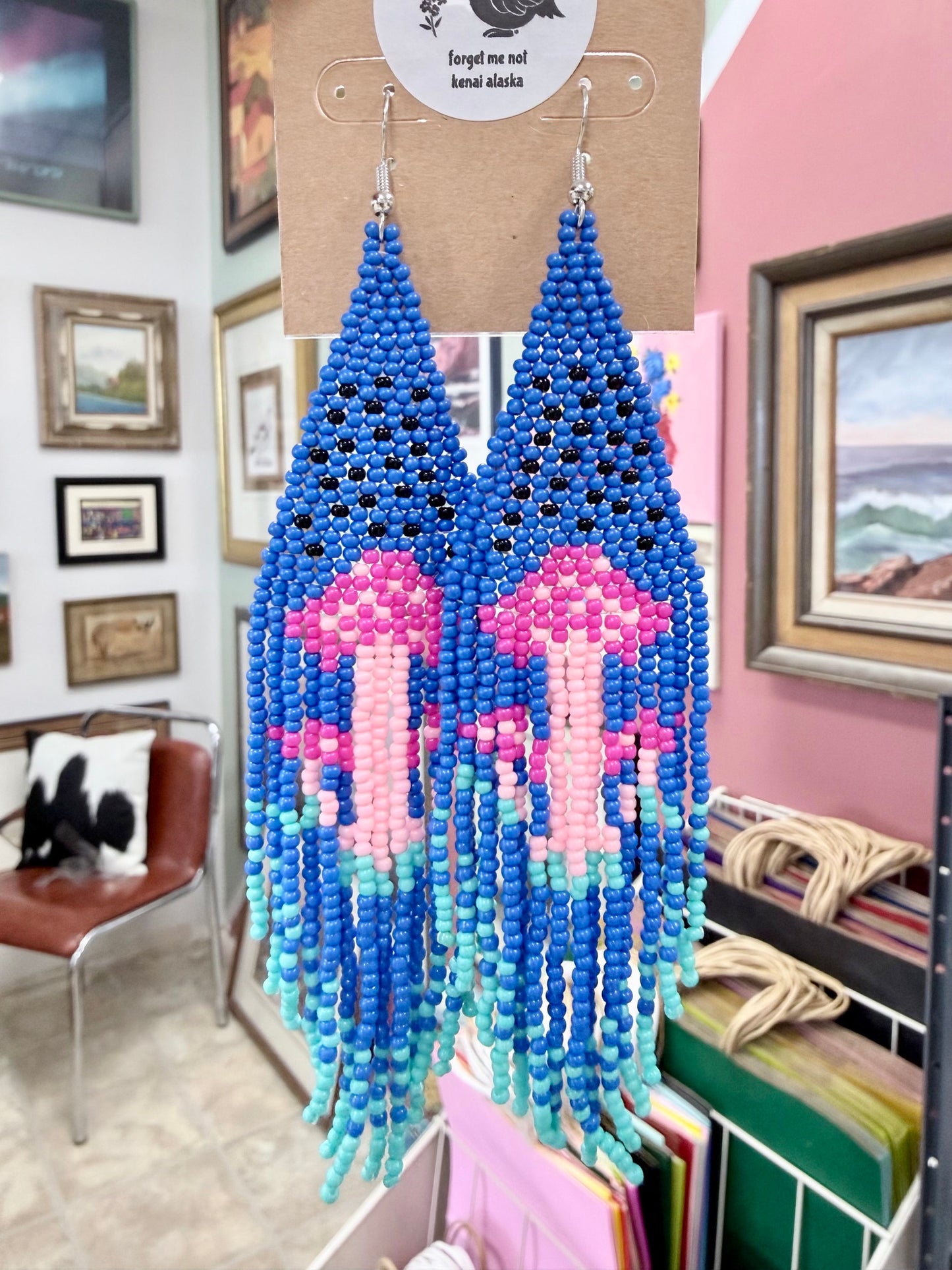 Alaska Pink Wax Cap Mushroom Bead Earrings