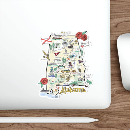 Alaska State, Cities & Icons Map Sticker 5"