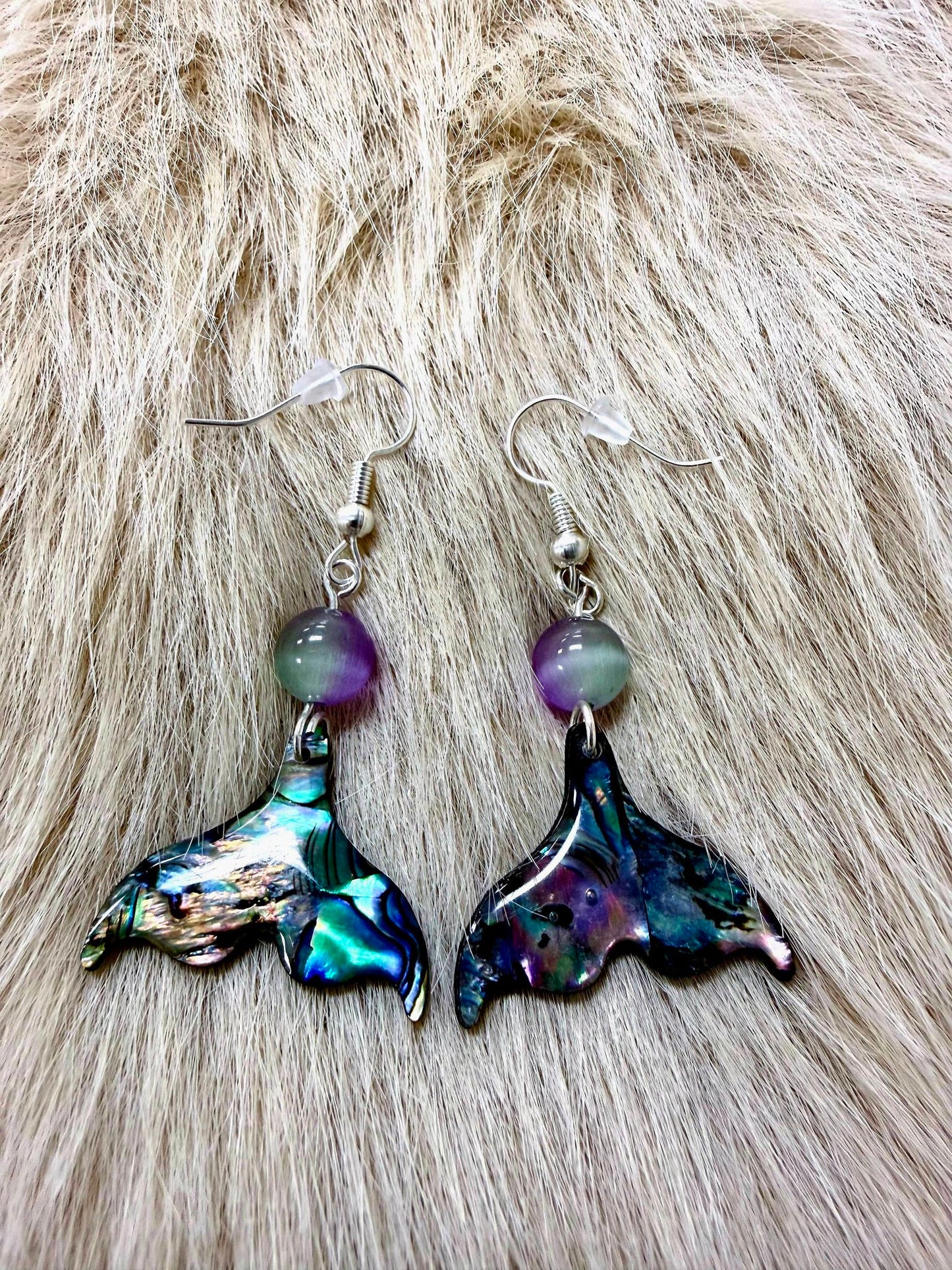 Alaska Iridessa Whale Tail Earrings, 4 Bead Colors KBC