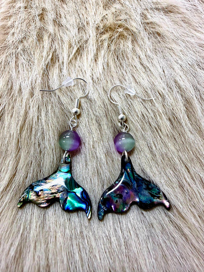 Alaska Iridessa Whale Tail Earrings, 4 Bead Colors KBC