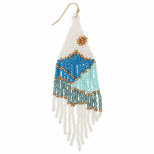 Aurelia Glacier Glow Beaded Fringe Earrings