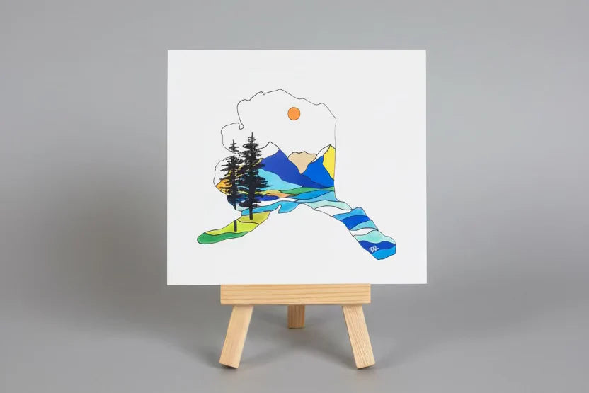 Alaska State Landscape Print w/ Easel PAK
