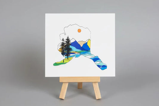 Alaska State Landscape Print w/ Easel PAK